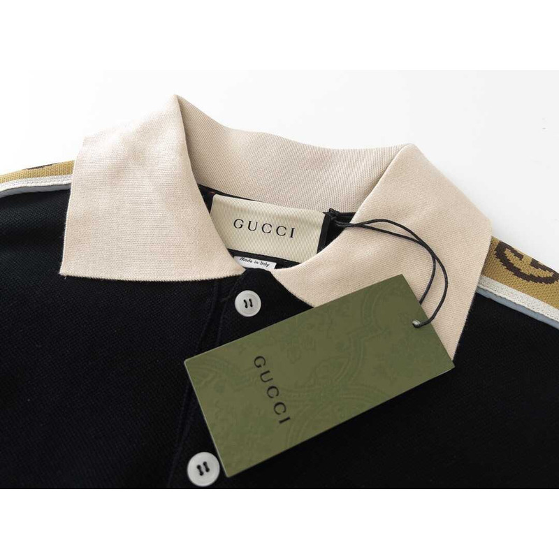 G*u*i men stretch cotton piquet polo shirt black