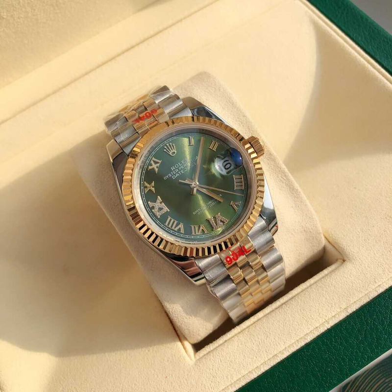 rolex datejust 36 jubilee olive green roman diamond 2836 S*per clone