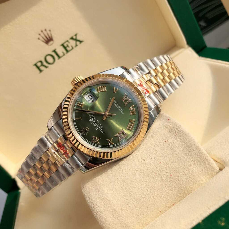 rolex datejust 36 jubilee olive green roman diamond 2836 S*per clone