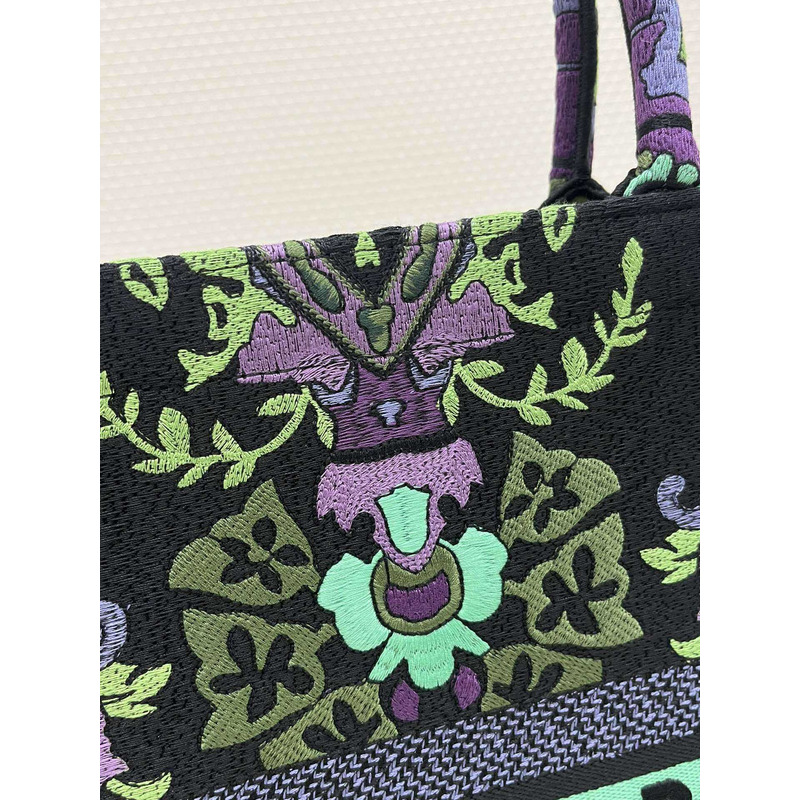 D*or large D*or book tote multicolor D*or indian purple embroidery