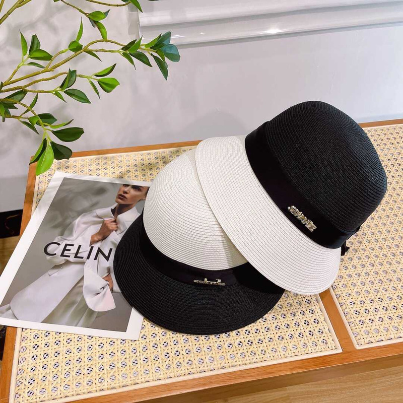 Ch*el summer straw hat white black