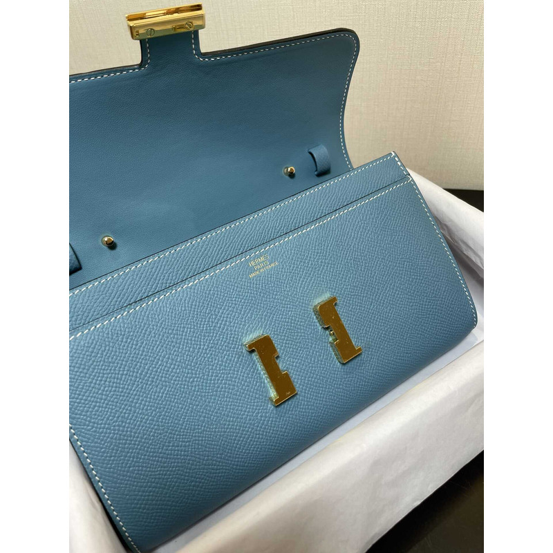 H**mes constance wallet to go gold hardware blue