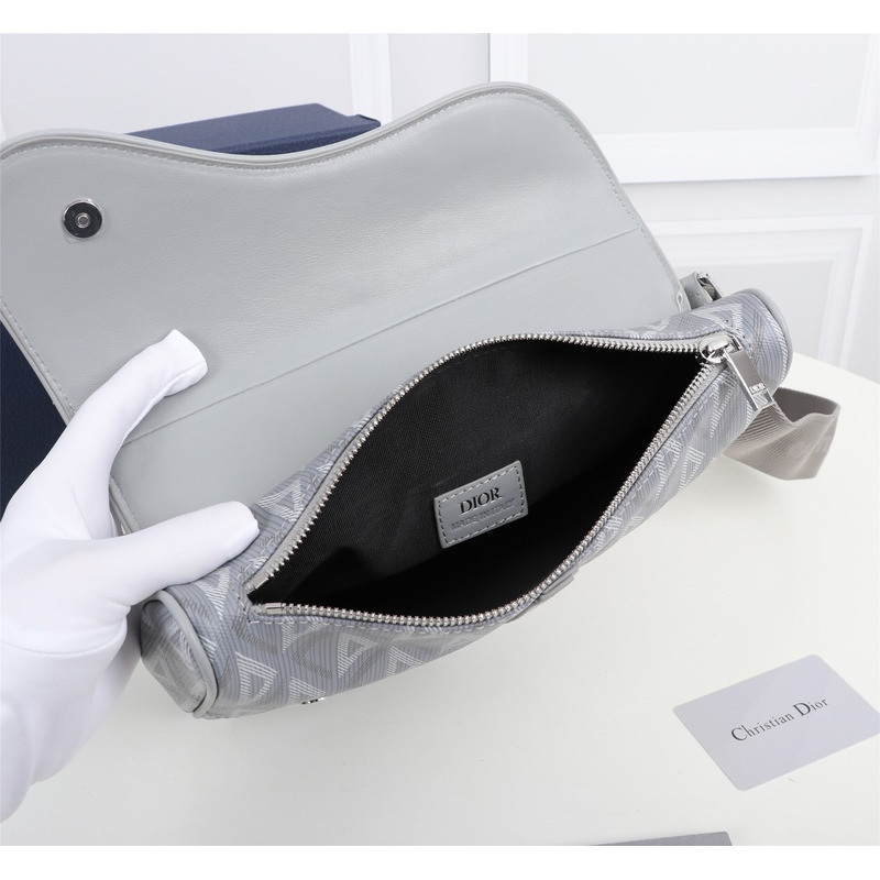D*or essentials  saddle bag D*or gray cd diamond canvas and smooth calfskin