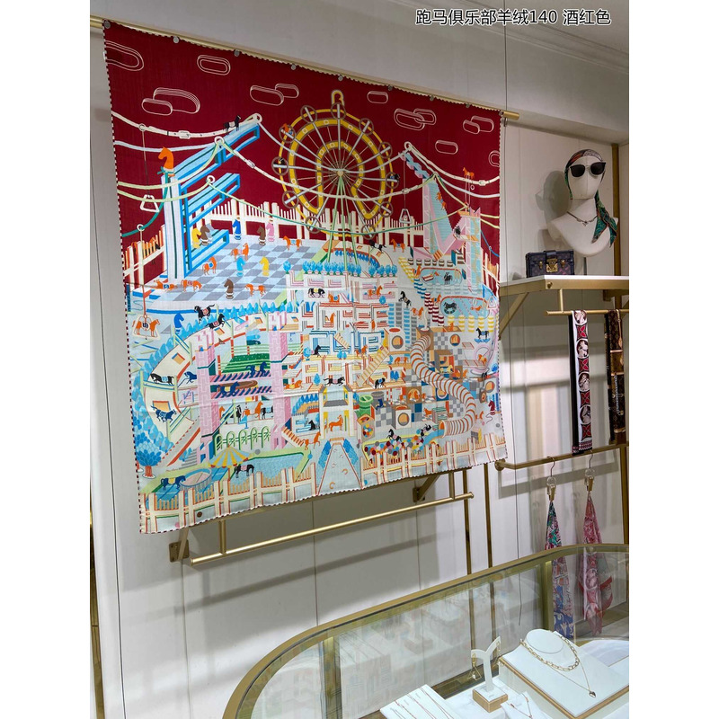 H**mes costume de fete square scarf red blue and white