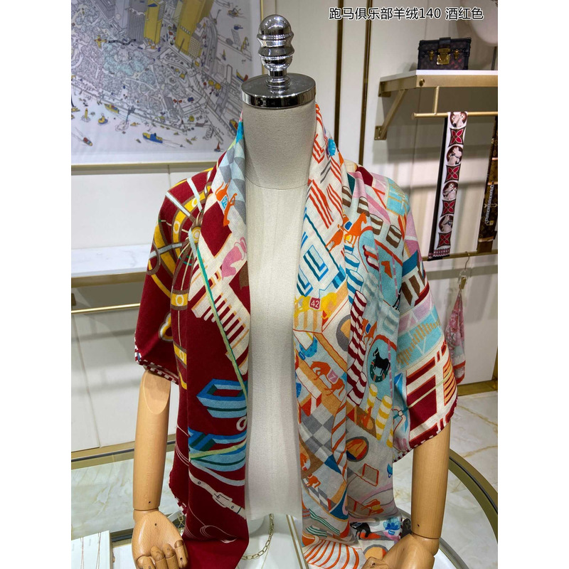 H**mes costume de fete square scarf red blue and white