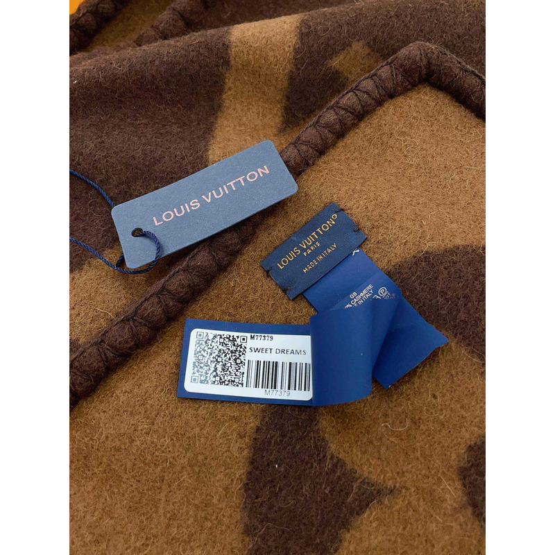 l**is V*t*n cashmere wool double-sided wide scarf/shawl coffee