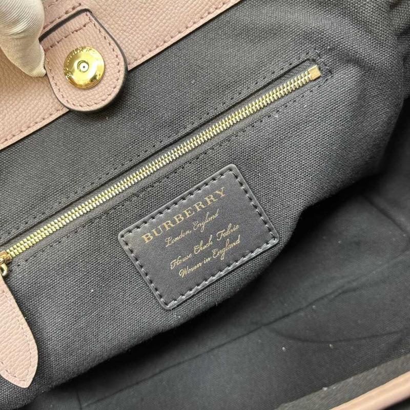 B**rry canterbury tote shoulder bag house check derby canvas pink leather