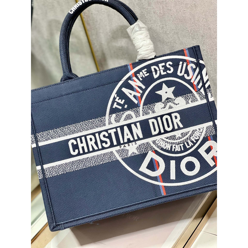 D*or medium D*or book tote blue D*or union embroidery