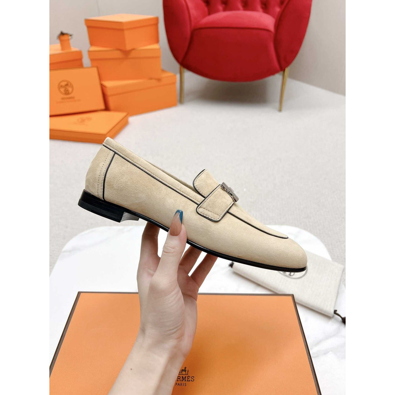 H**mes paris loafers in beige velvet