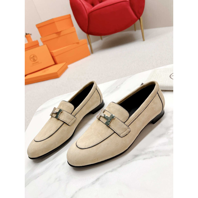H**mes paris loafers in beige velvet