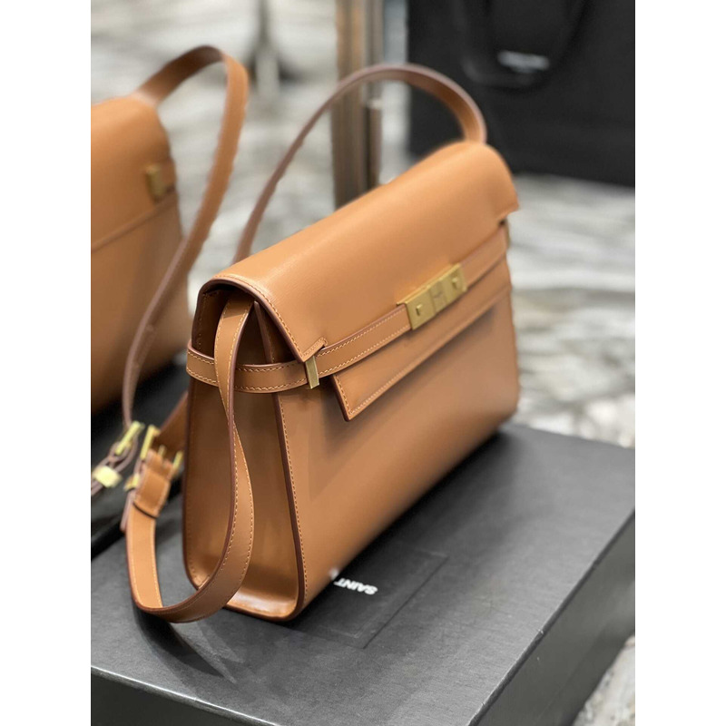 Saint Laurent Manhattan Leather Shoulder Bag Brown