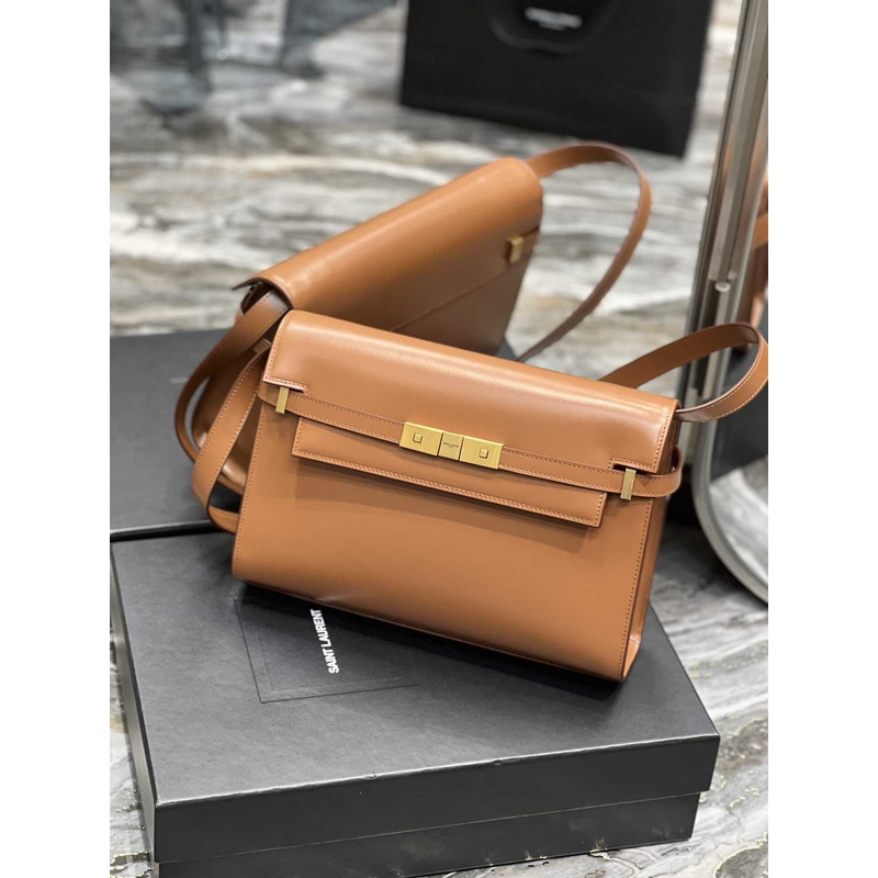 Saint Laurent Manhattan Leather Shoulder Bag Brown