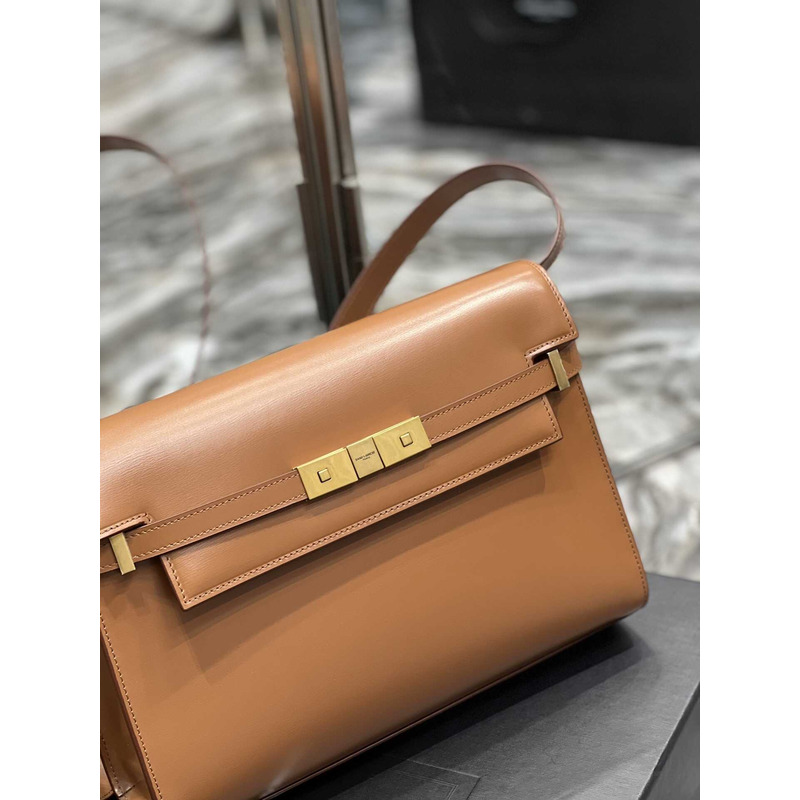 Saint Laurent Manhattan Leather Shoulder Bag Brown