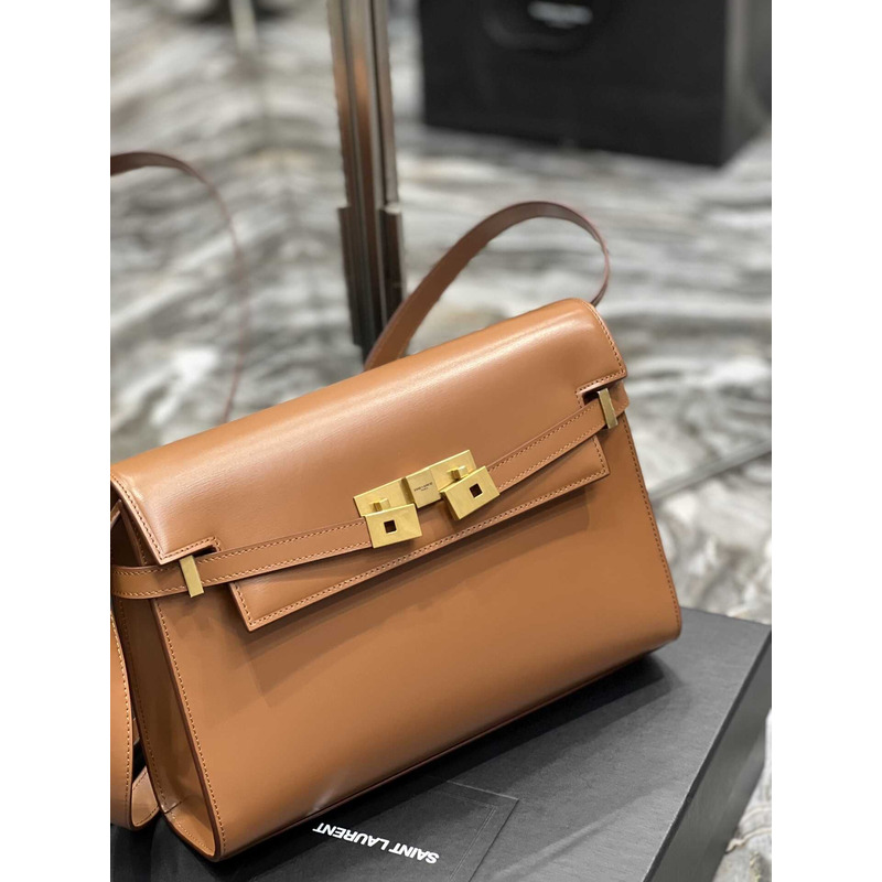 Saint Laurent Manhattan Leather Shoulder Bag Brown