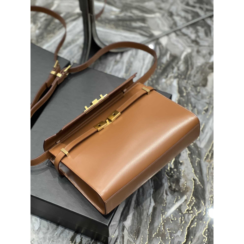 Saint Laurent Manhattan Leather Shoulder Bag Brown