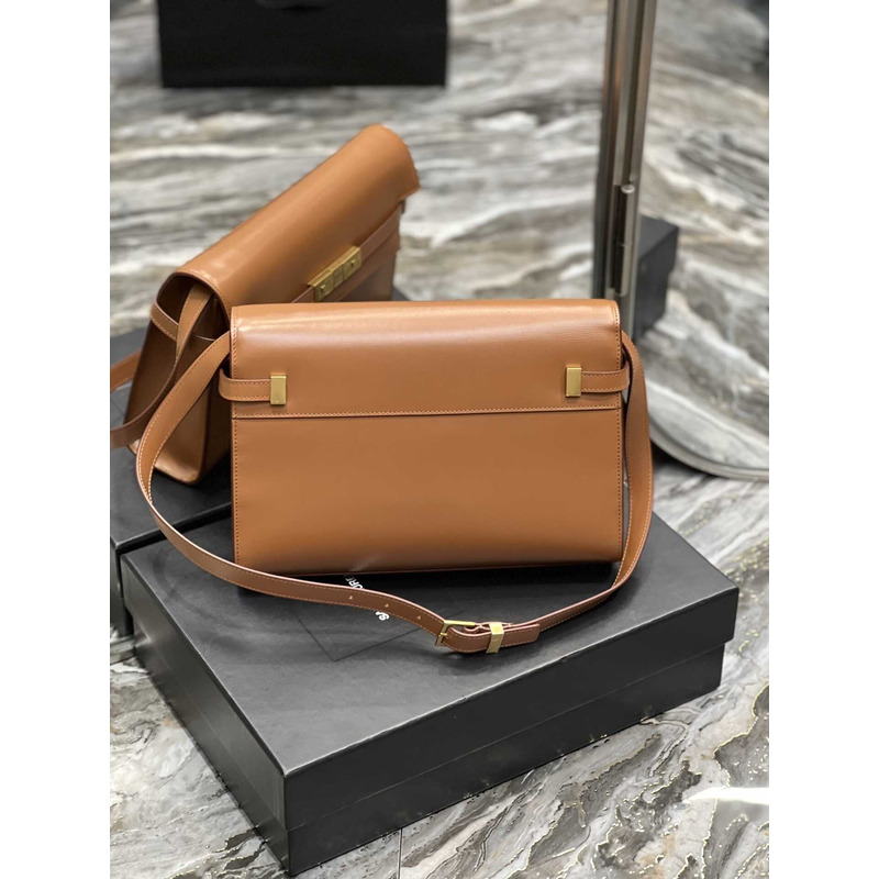 Saint Laurent Manhattan Leather Shoulder Bag Brown