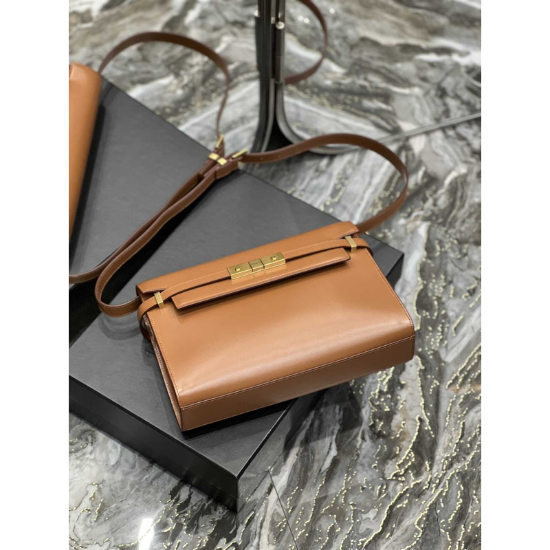Saint Laurent Manhattan Leather Shoulder Bag Brown