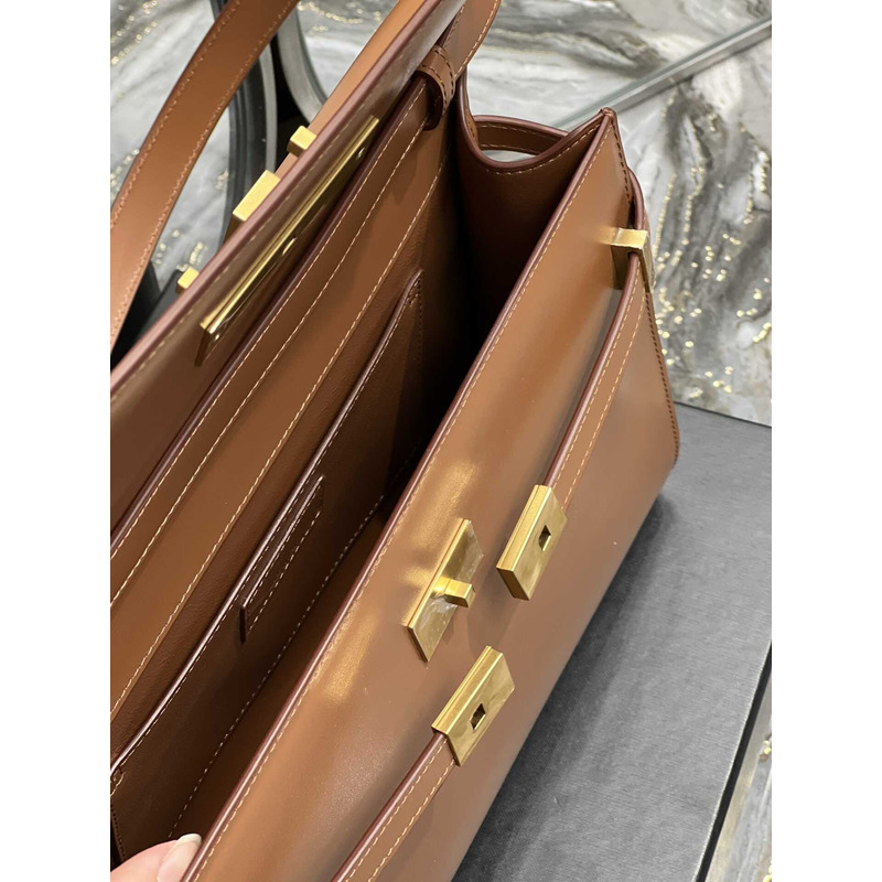 Saint Laurent Manhattan Leather Shoulder Bag Brown