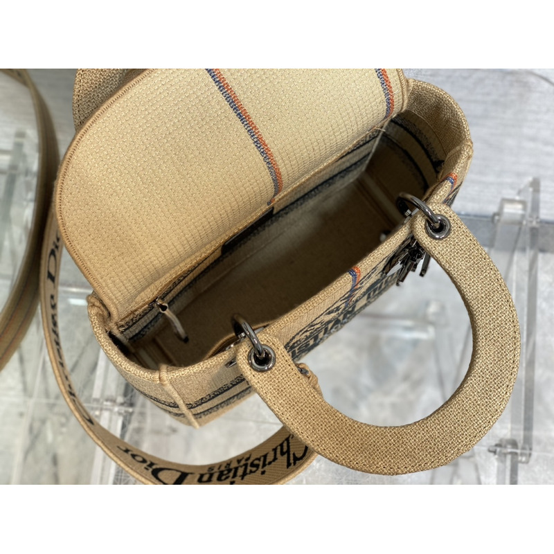 D*or medium lady d-lite bag embroidery beige