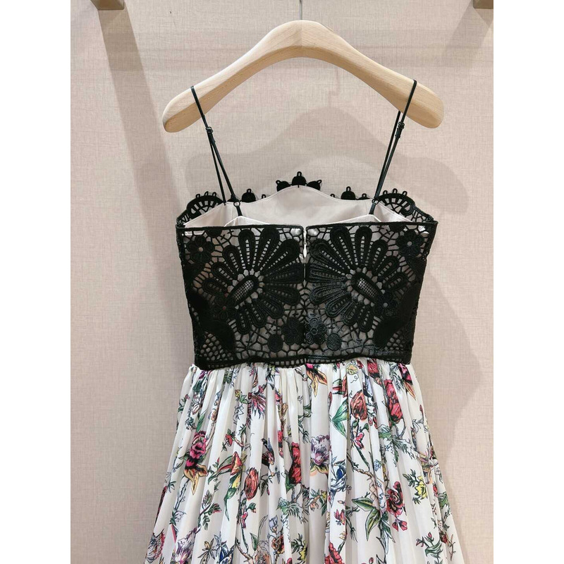 D*or lace and flower dress black and white