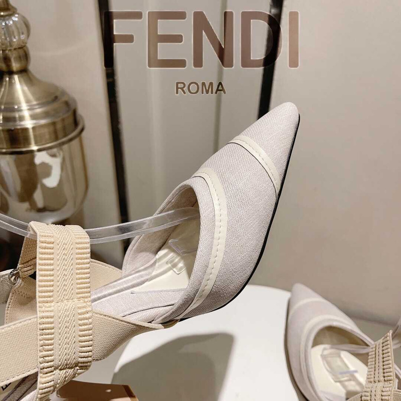 F**di colibrì embroidered high heel slingbacks white