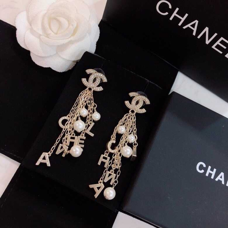 Ch*el pre-owned cc beaded pendant earrings