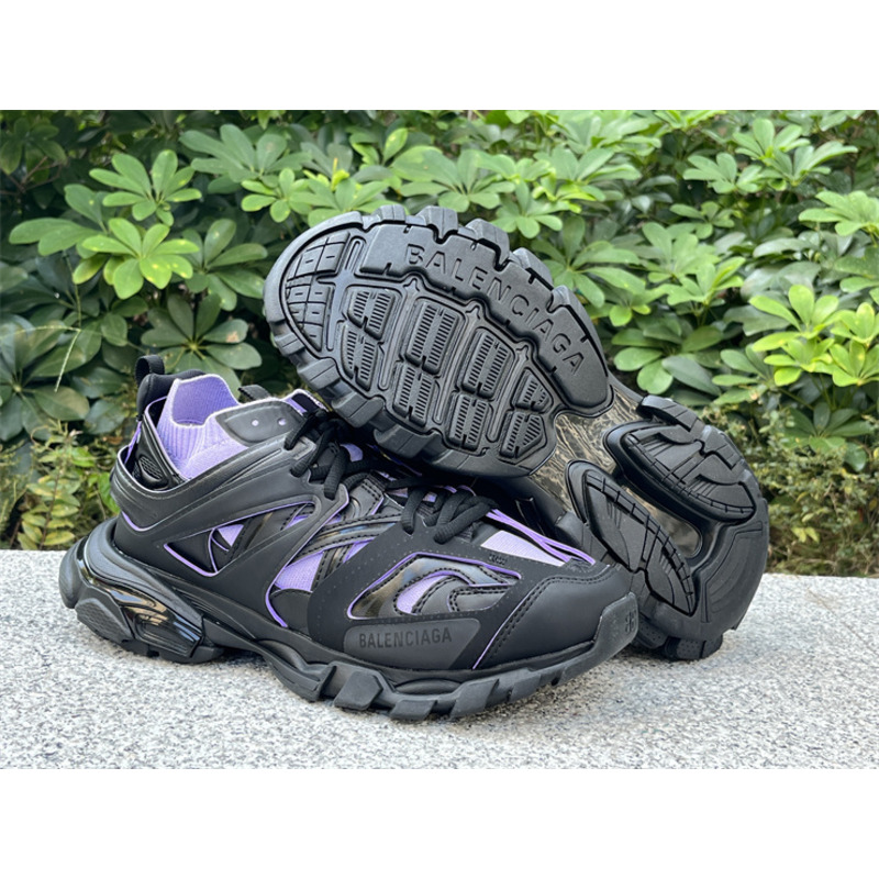 Ba*len*cia*ga track sock lace-up sneakers purple and black