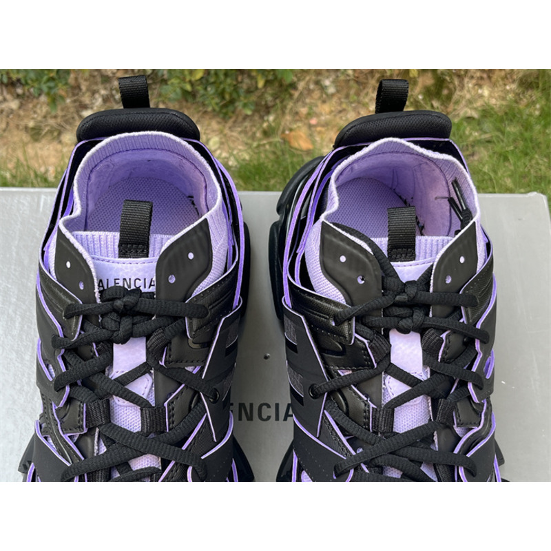 Ba*len*cia*ga track sock lace-up sneakers purple and black