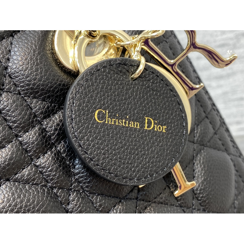 D*or medium lady D*or bag cannage pattern black