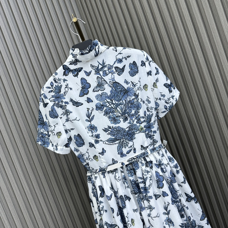 D*or mid length shirt dress white and pastel midnight blue cotton voile