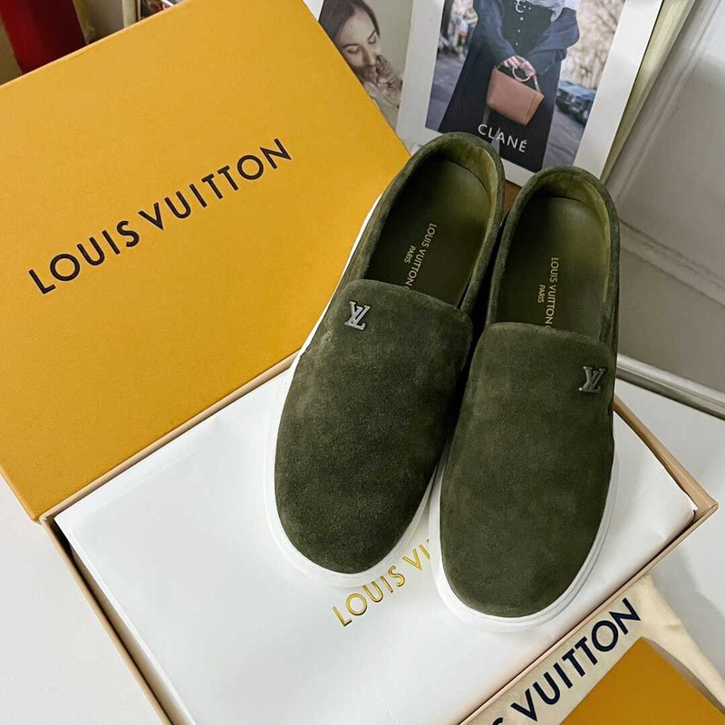 l**is V*t*n pacific suede calf leather loafer green