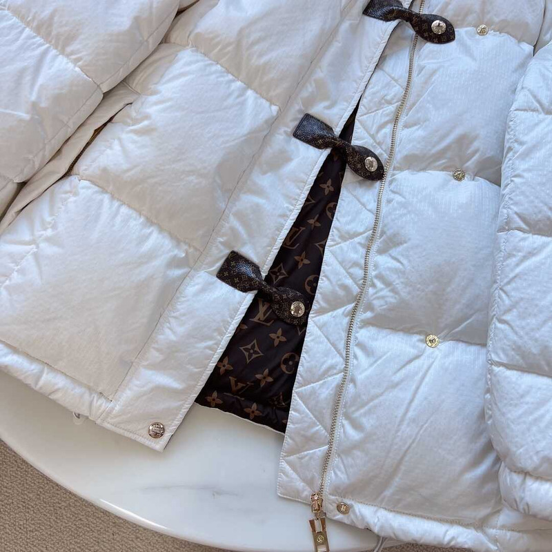 l**is V*t*n monogram accent pillow puffer jacket white