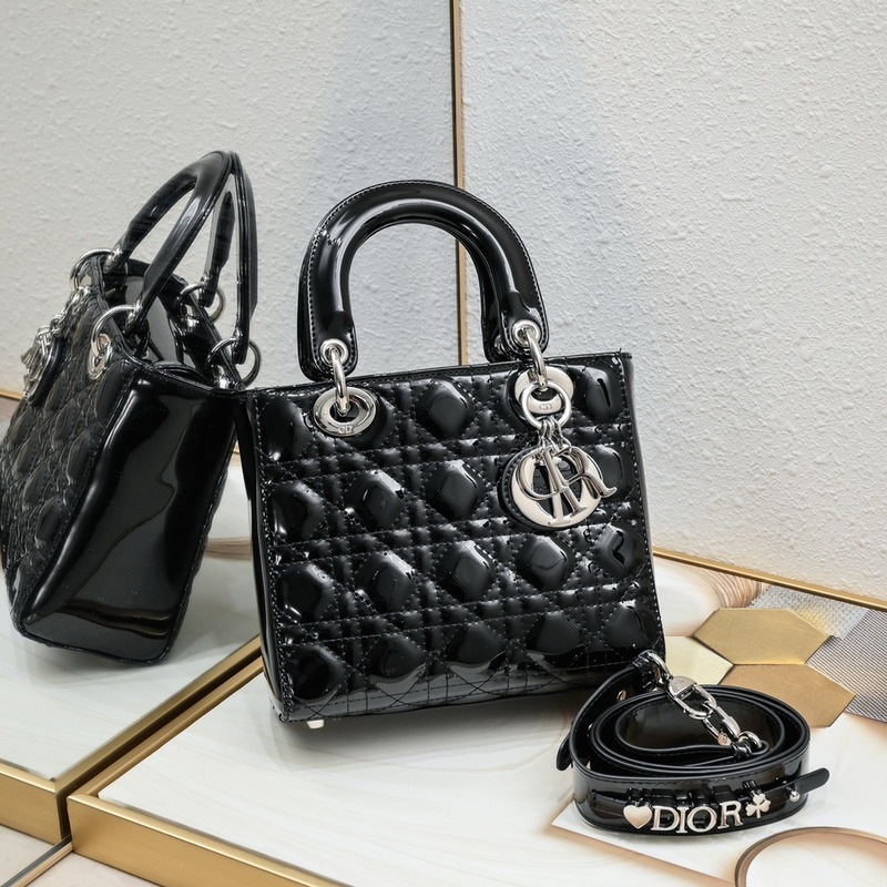 D*or small lady D*or patent cannage calfskin black