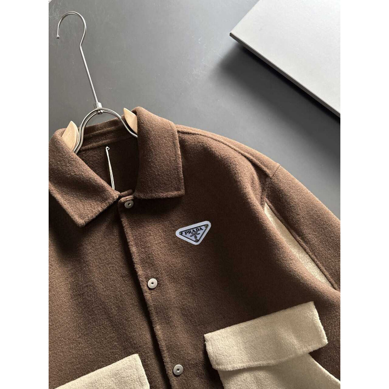 Pra*a button-up jacket brown and white