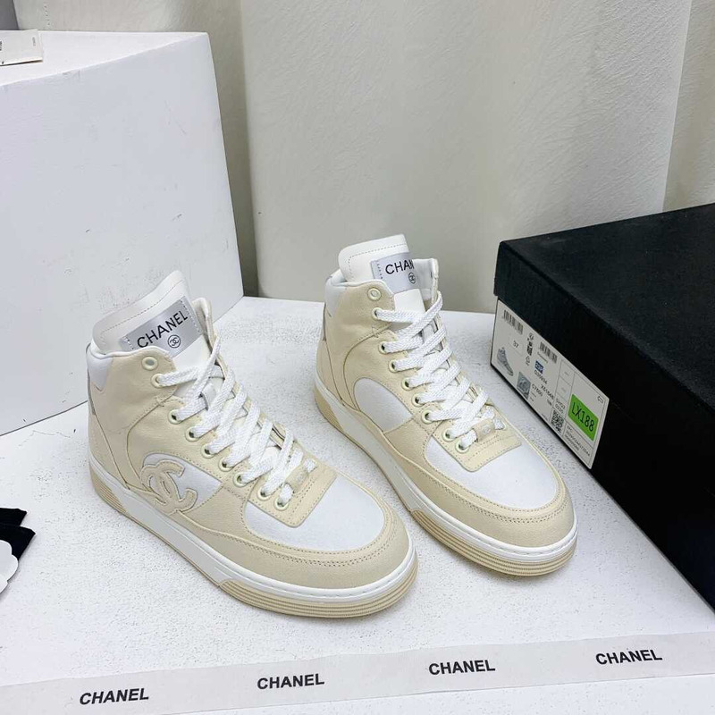 Ch*el trianers high top cotton light yellow