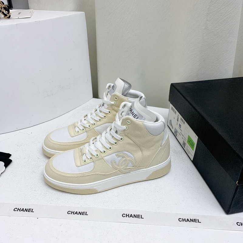 Ch*el trianers high top cotton light yellow