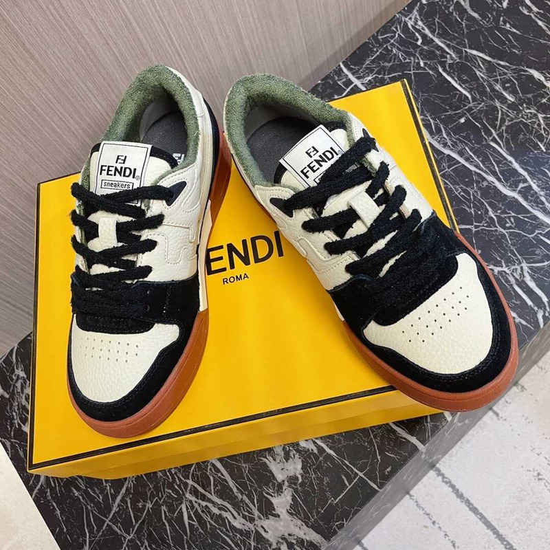 F**di match low top sneakers black white