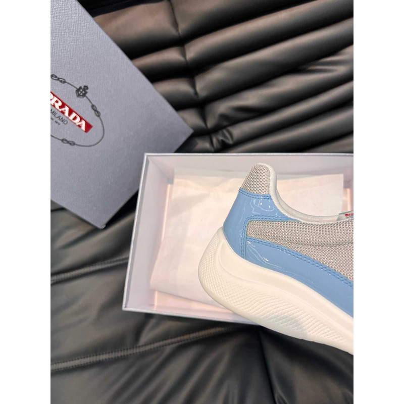 Pra*a  americas cup patent leather and nylon sneakers light blue