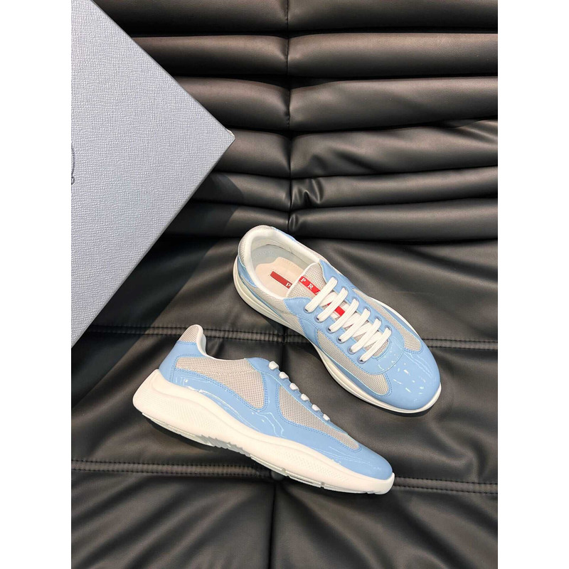 Pra*a  americas cup patent leather and nylon sneakers light blue
