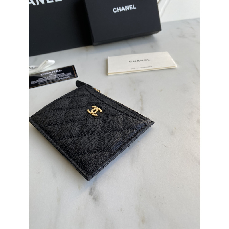 Ch*el card holder quilted diamond lambskin black