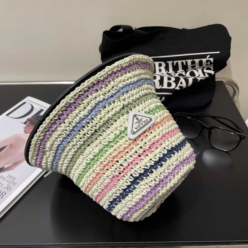 Pra*a woven fabric bucket hat in multicolor