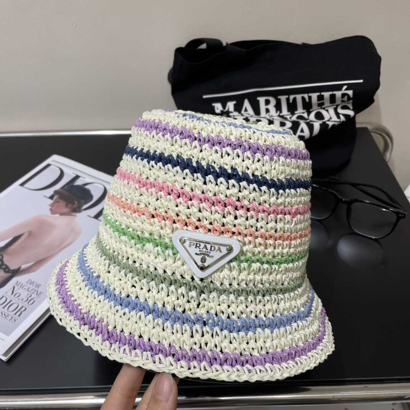 Pra*a woven fabric bucket hat in multicolor