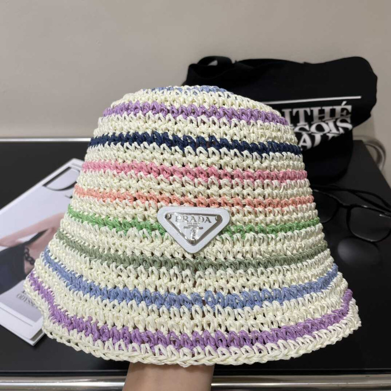 Pra*a woven fabric bucket hat in multicolor