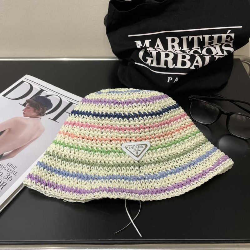 Pra*a woven fabric bucket hat in multicolor