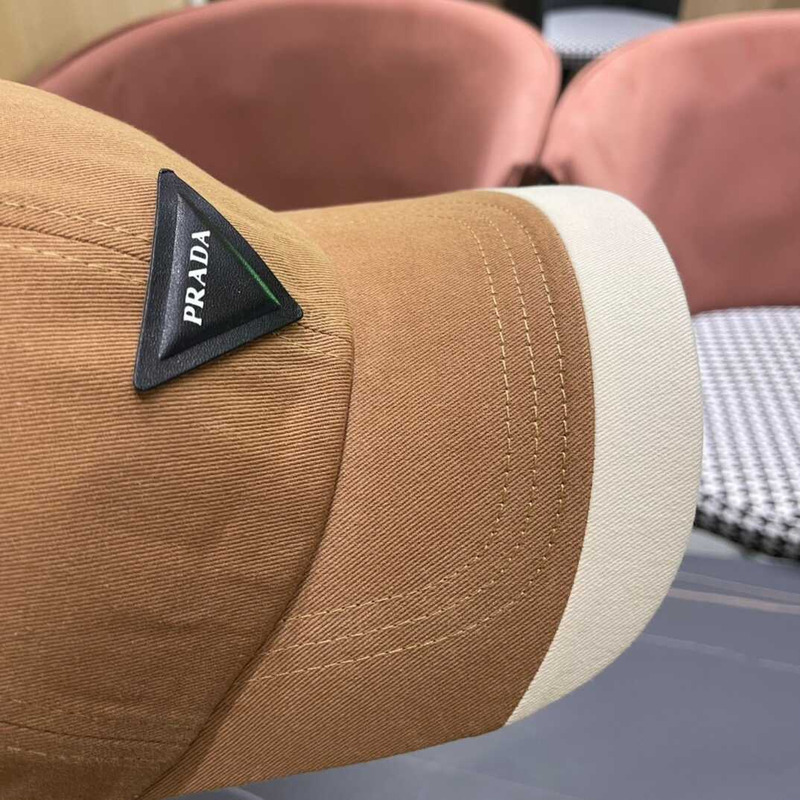 Pra*a re-nylon baseball cap in white and brown