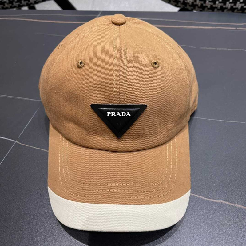 Pra*a re-nylon baseball cap in white and brown