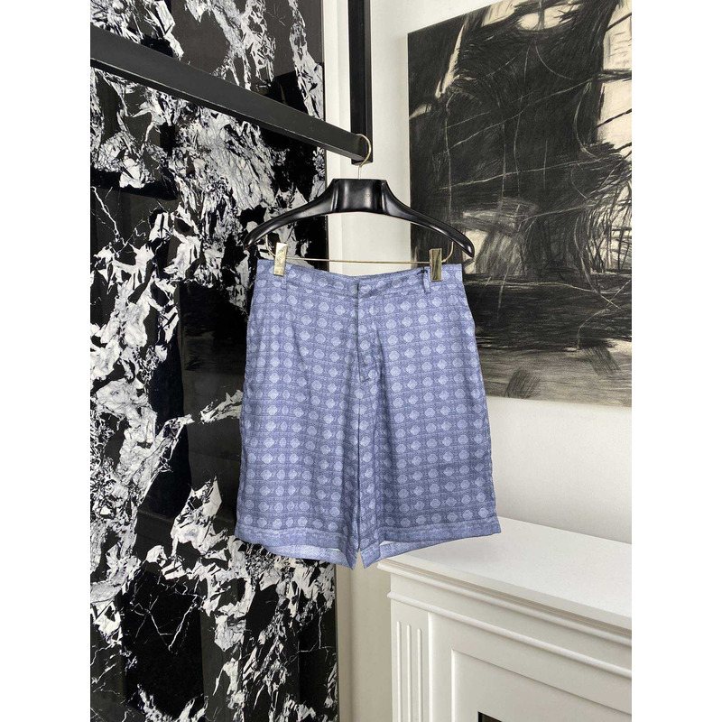 D*or cannage bermuda shorts  blue silk twill