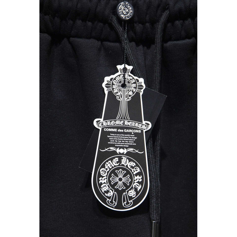 Chrome Heart Embroidered Cotton Shorts Black