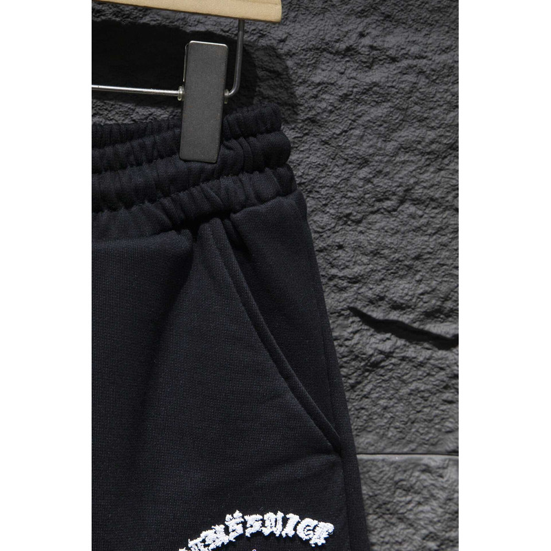 Chrome Heart Embroidered Cotton Shorts Black