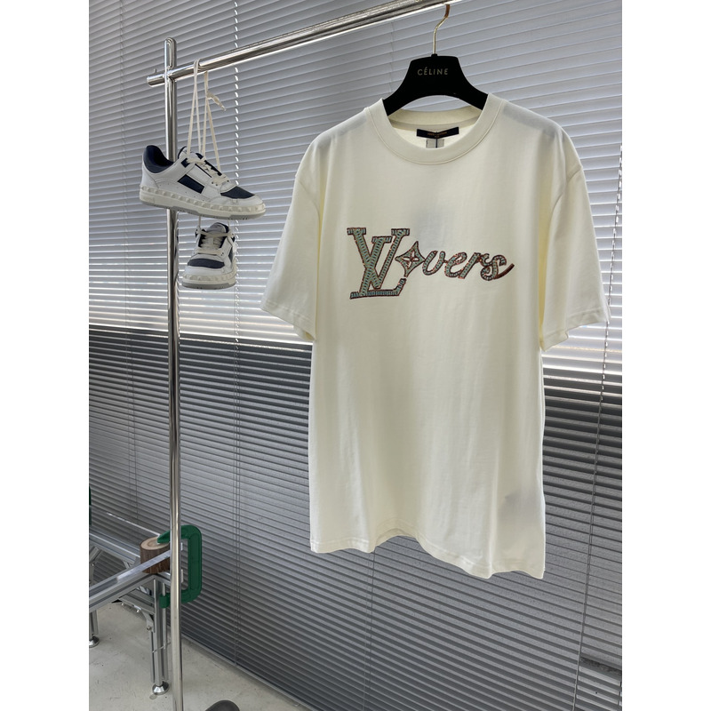 l**is V*t*n embroidered short-sleeved t-shirt milky white